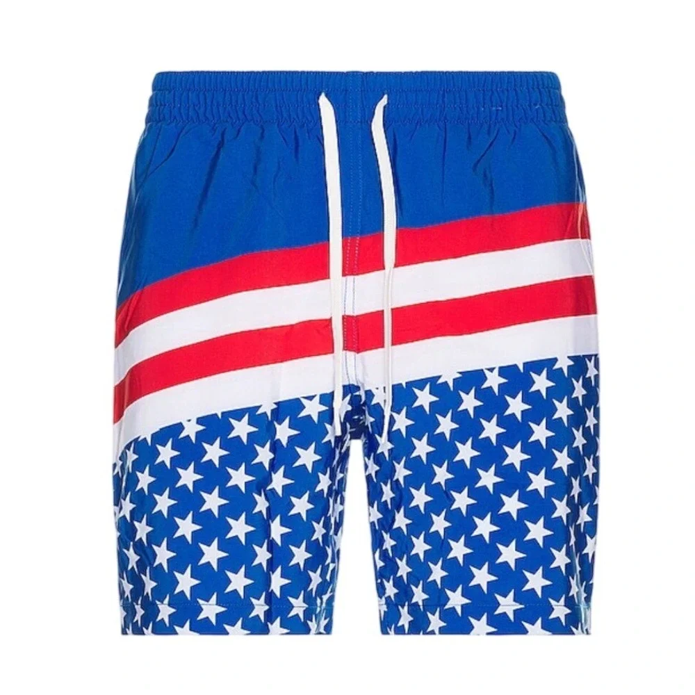 Chubbies The Pump Up The Jams Swim Trunks Mens Lg Blue Stars Stripes American